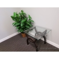 Espresso Wood Base End Table w/ 24" Glass Surface